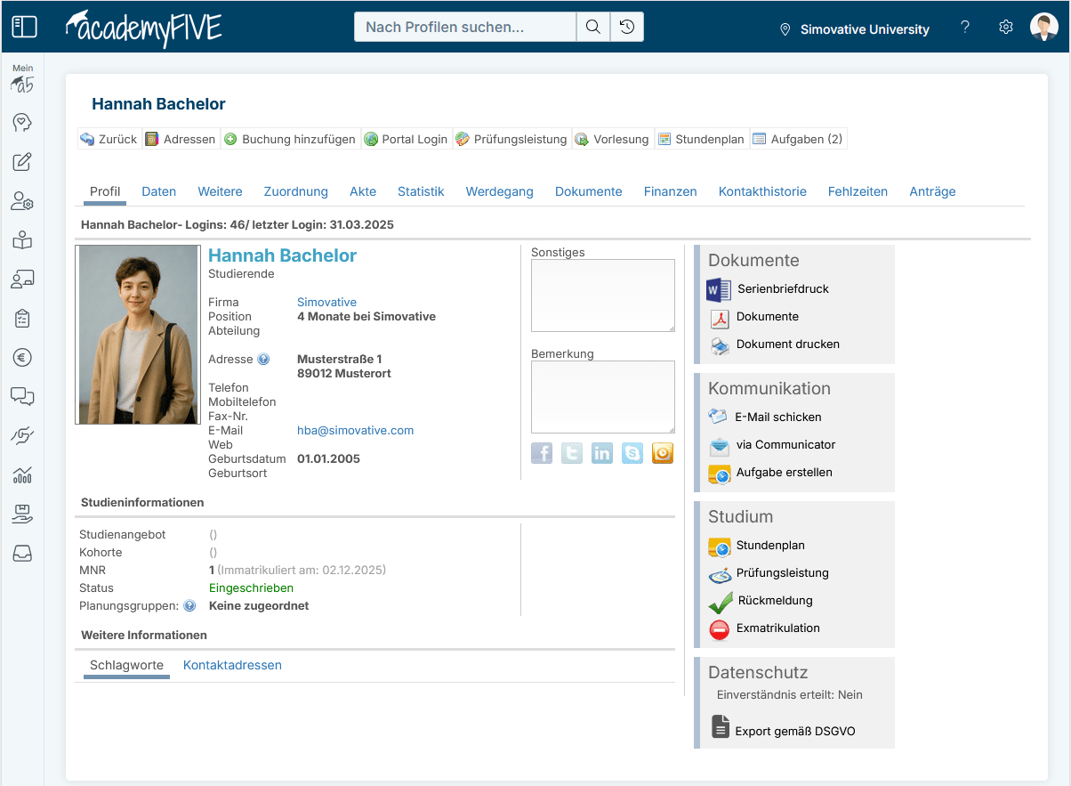 1_Studierendenverwaltung Profil