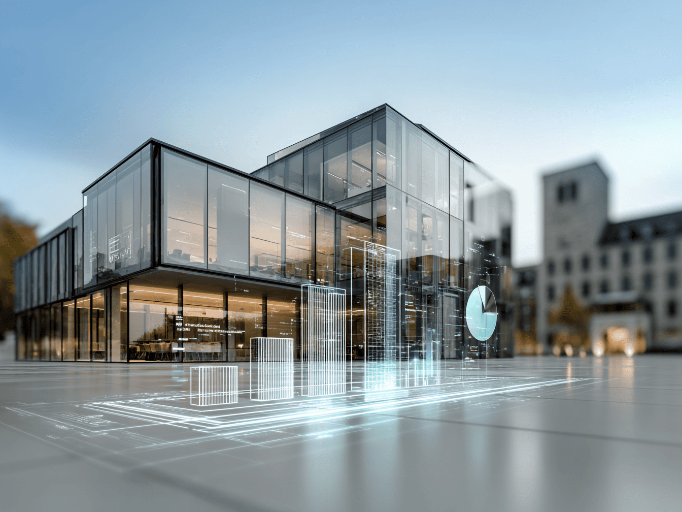 Graphen blau vor Hochschule