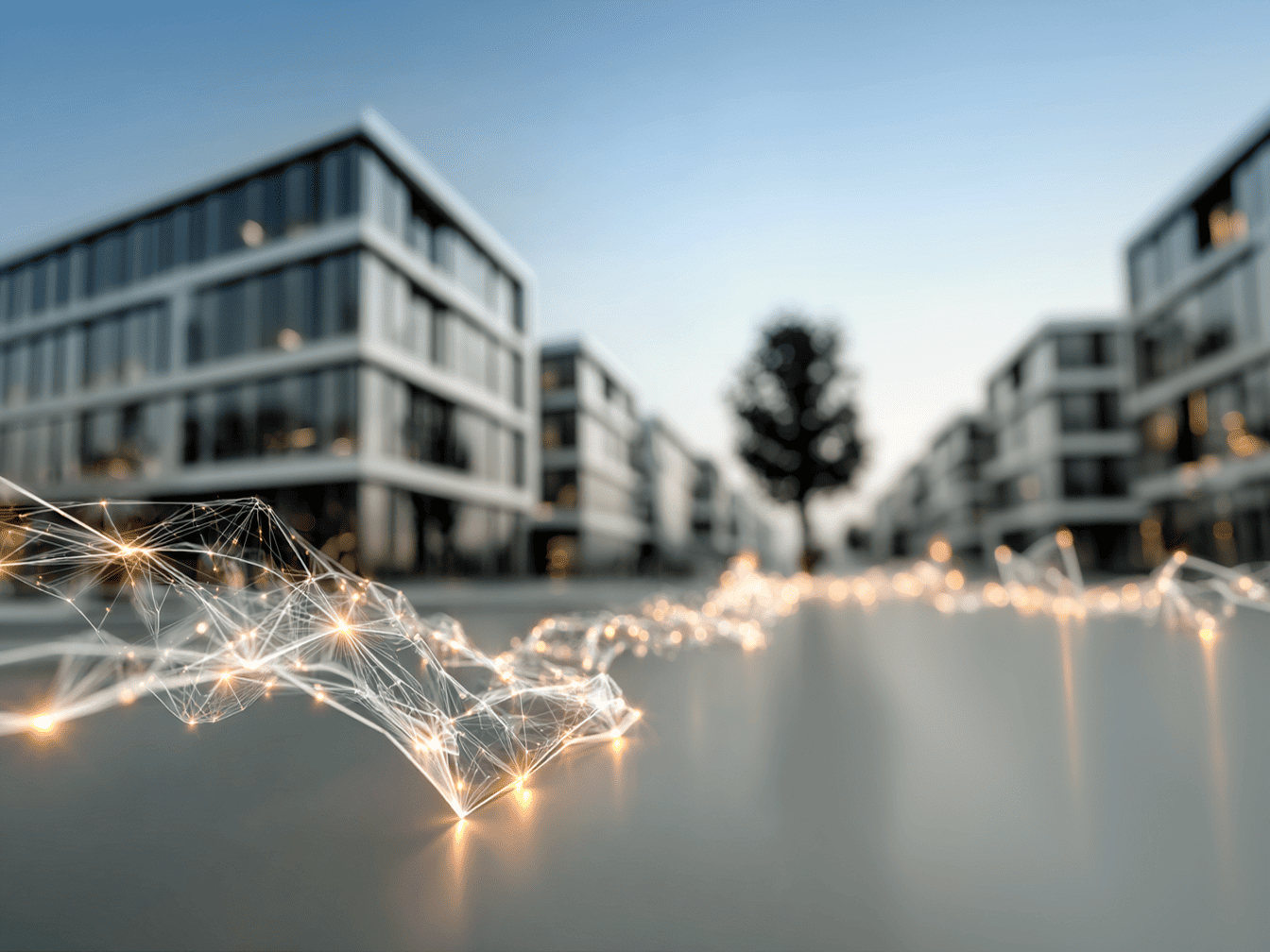 Netz gold glänzend vor Hochschule